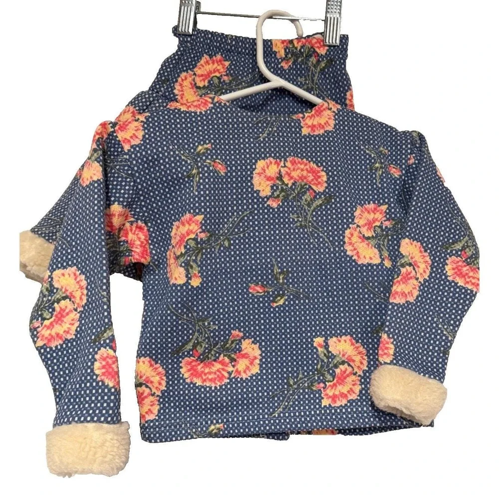 Vtg EUC Rose Cage San Fran toddler floral jacket skirt set‎ Faux Fur USA 2T-4T